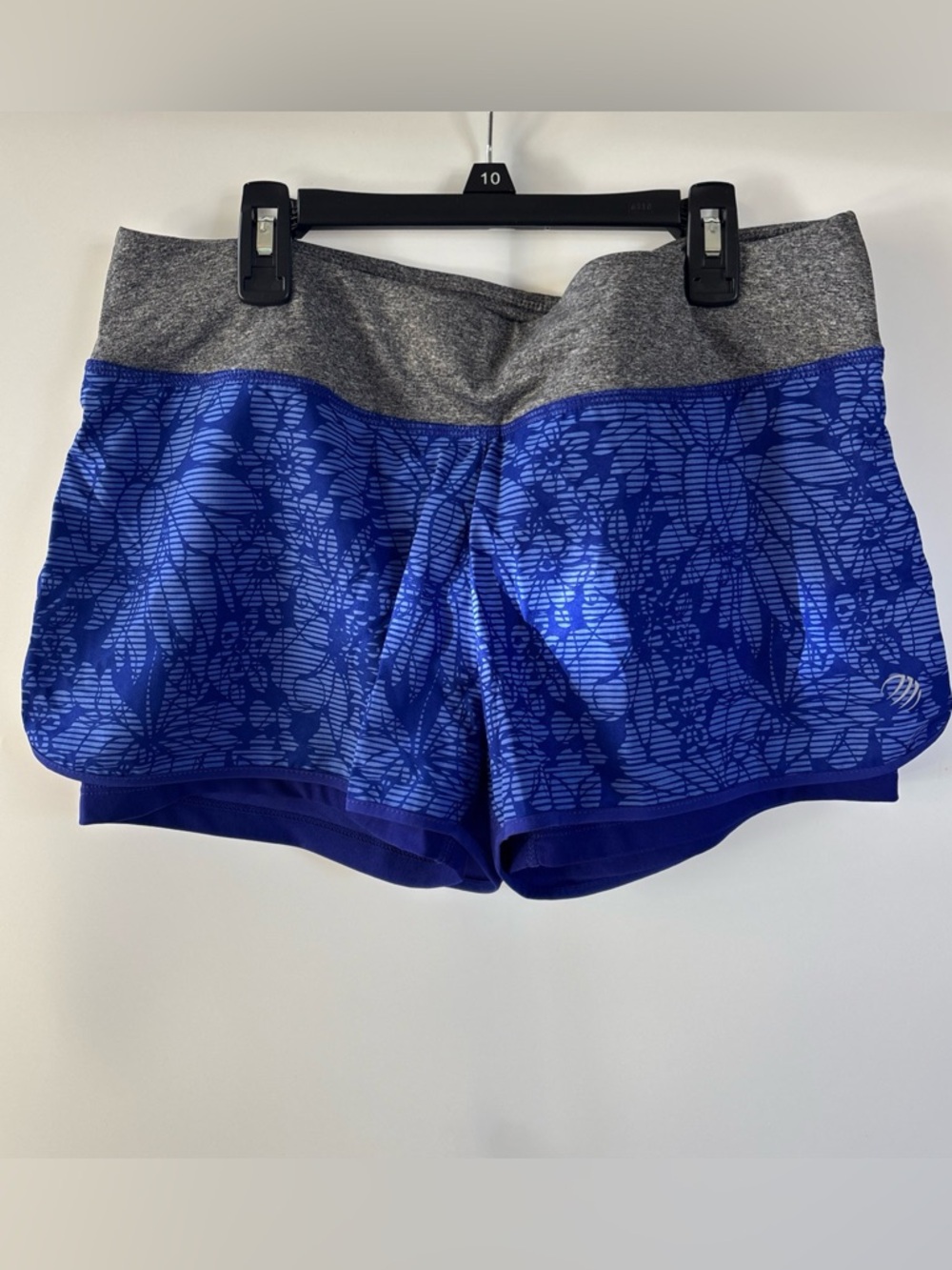 MPG Shorts Womens Size L Blue Floral Drawstring Running Shorts